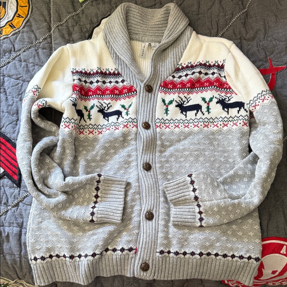 Janie and Jack Gray and Cream boys 
Christmas Holiday Sweater
